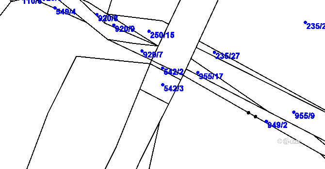 Parcela st. 542/3 v KÚ Březka, Katastrální mapa