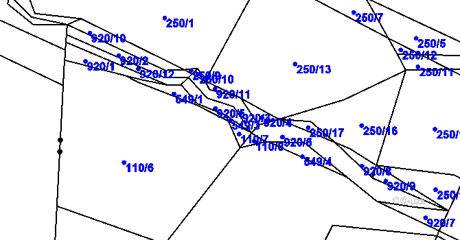 Parcela st. 549/3 v KÚ Březka, Katastrální mapa