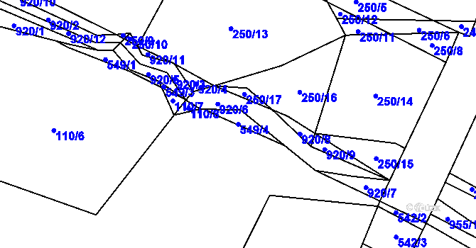 Parcela st. 549/4 v KÚ Březka, Katastrální mapa