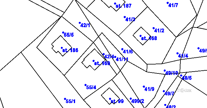Parcela st. 42/4 v KÚ Březka, Katastrální mapa