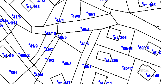 Parcela st. 48/6 v KÚ Březka, Katastrální mapa