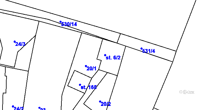 Parcela st. 6/2 v KÚ Libuň, Katastrální mapa