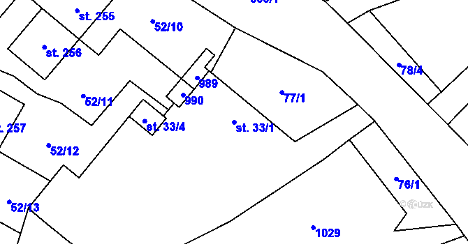 Parcela st. 33/1 v KÚ Libuň, Katastrální mapa