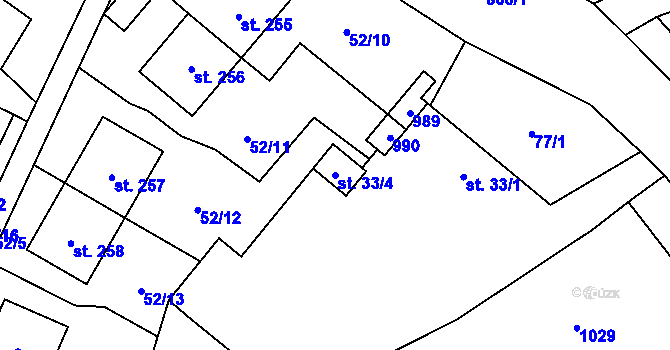 Parcela st. 33/4 v KÚ Libuň, Katastrální mapa