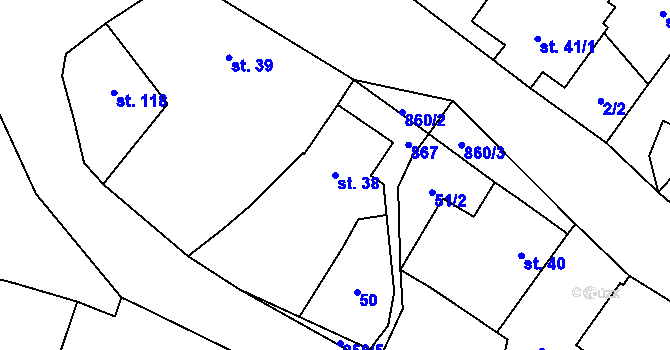 Parcela st. 38 v KÚ Libuň, Katastrální mapa