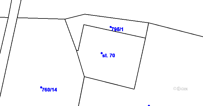 Parcela st. 70 v KÚ Libuň, Katastrální mapa
