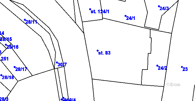 Parcela st. 83 v KÚ Libuň, Katastrální mapa
