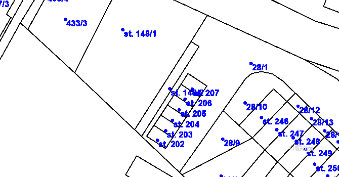 Parcela st. 148/2 v KÚ Libuň, Katastrální mapa