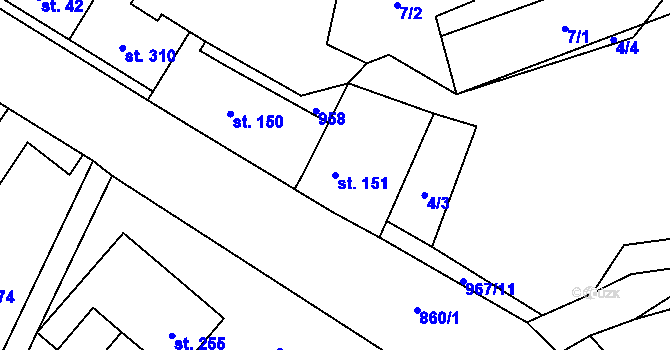 Parcela st. 151 v KÚ Libuň, Katastrální mapa