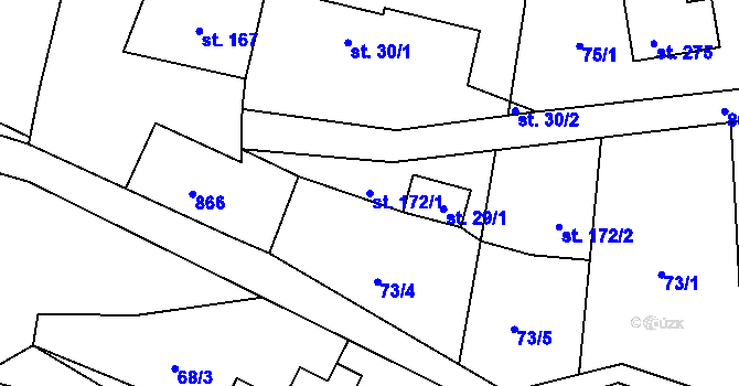 Parcela st. 172/1 v KÚ Libuň, Katastrální mapa