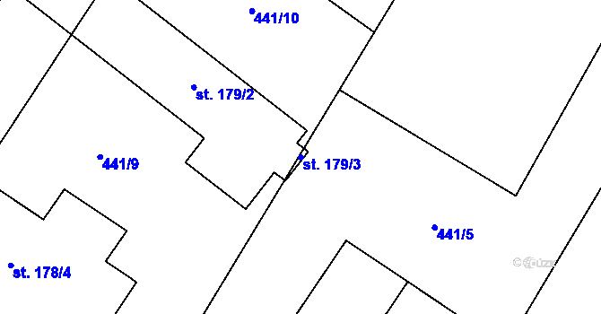 Parcela st. 179/3 v KÚ Libuň, Katastrální mapa