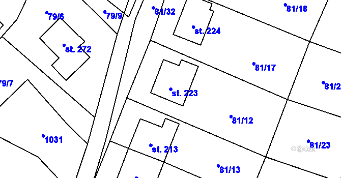 Parcela st. 223 v KÚ Libuň, Katastrální mapa