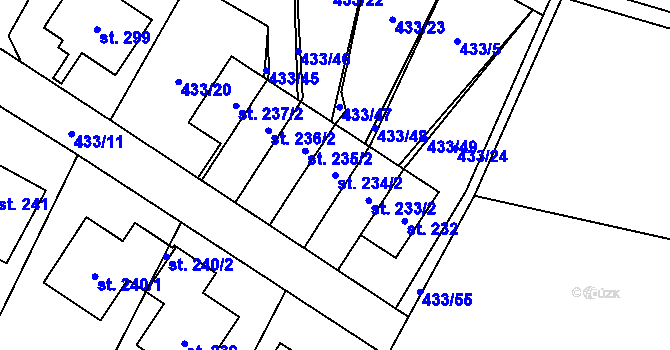 Parcela st. 234/2 v KÚ Libuň, Katastrální mapa