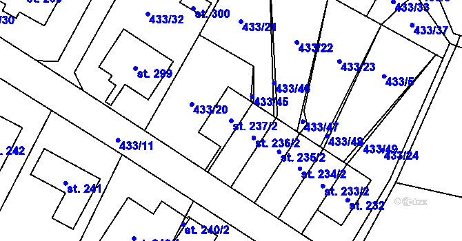 Parcela st. 237/2 v KÚ Libuň, Katastrální mapa