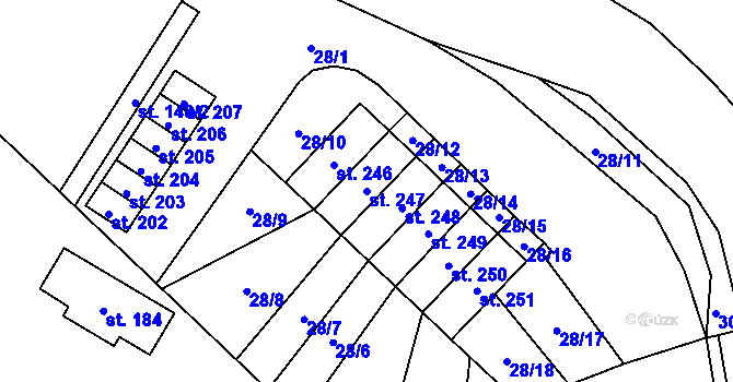 Parcela st. 247 v KÚ Libuň, Katastrální mapa