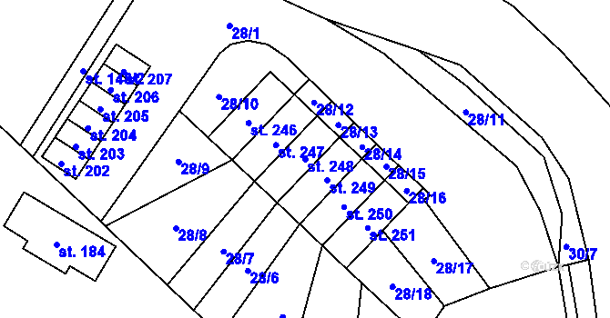 Parcela st. 248 v KÚ Libuň, Katastrální mapa