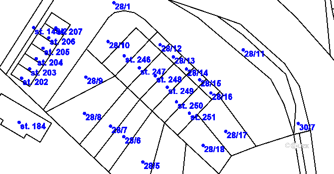 Parcela st. 249 v KÚ Libuň, Katastrální mapa