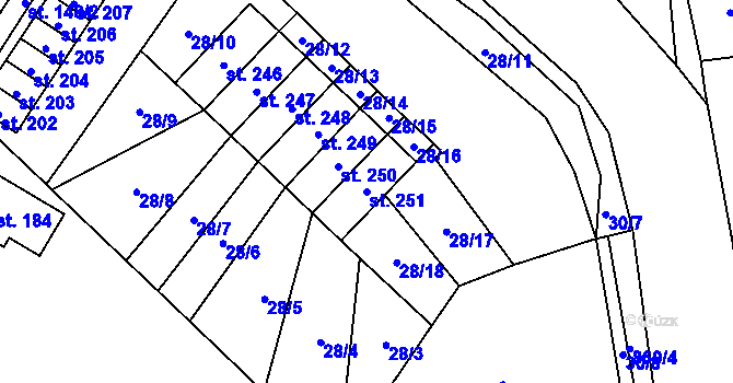 Parcela st. 251 v KÚ Libuň, Katastrální mapa