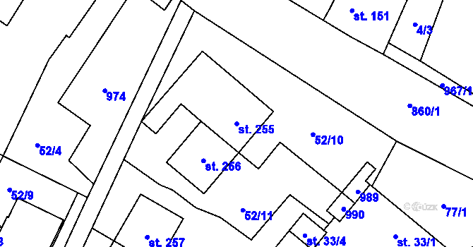 Parcela st. 255 v KÚ Libuň, Katastrální mapa