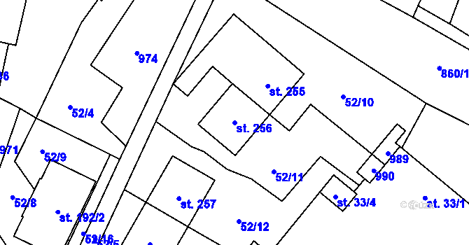 Parcela st. 256 v KÚ Libuň, Katastrální mapa