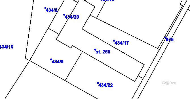 Parcela st. 265 v KÚ Libuň, Katastrální mapa