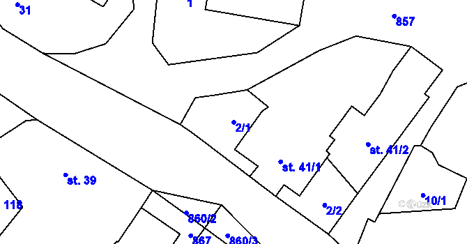 Parcela st. 2/1 v KÚ Libuň, Katastrální mapa