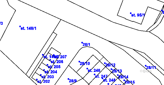 Parcela st. 28/1 v KÚ Libuň, Katastrální mapa