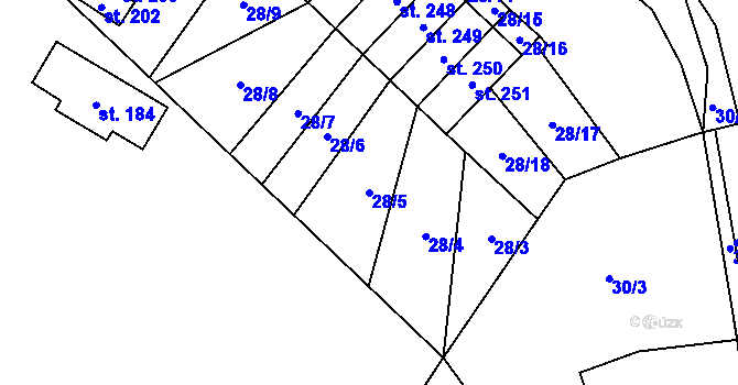 Parcela st. 28/5 v KÚ Libuň, Katastrální mapa