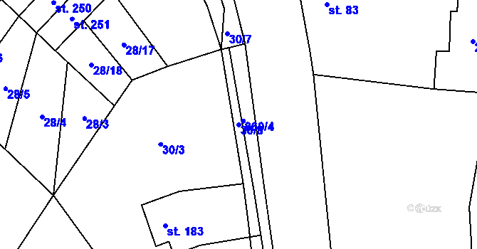 Parcela st. 30/8 v KÚ Libuň, Katastrální mapa
