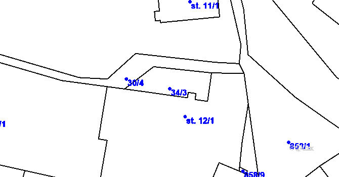 Parcela st. 34/3 v KÚ Libuň, Katastrální mapa