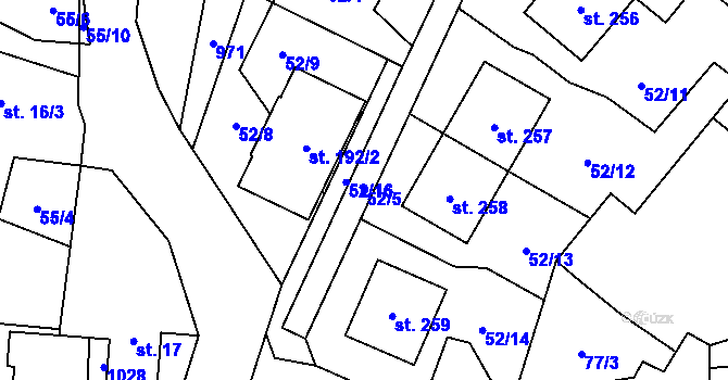 Parcela st. 52/5 v KÚ Libuň, Katastrální mapa