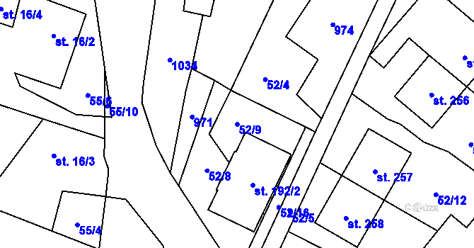 Parcela st. 52/9 v KÚ Libuň, Katastrální mapa