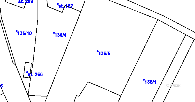 Parcela st. 136/5 v KÚ Libuň, Katastrální mapa