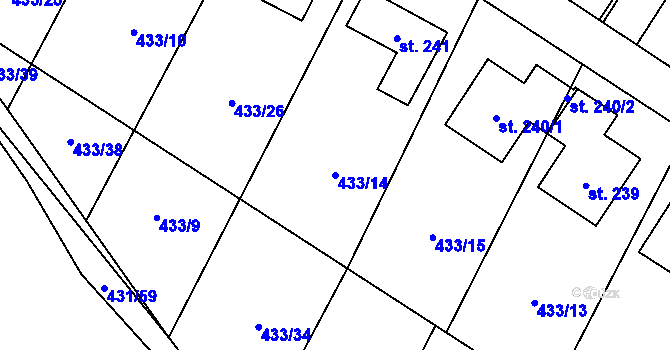 Parcela st. 433/14 v KÚ Libuň, Katastrální mapa
