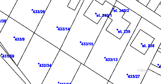 Parcela st. 433/15 v KÚ Libuň, Katastrální mapa
