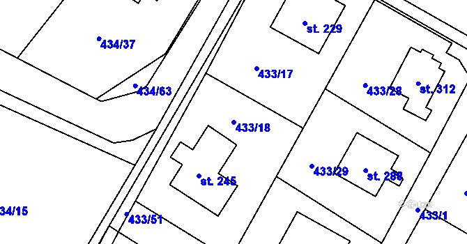 Parcela st. 433/18 v KÚ Libuň, Katastrální mapa
