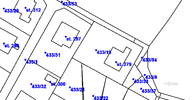 Parcela st. 433/19 v KÚ Libuň, Katastrální mapa