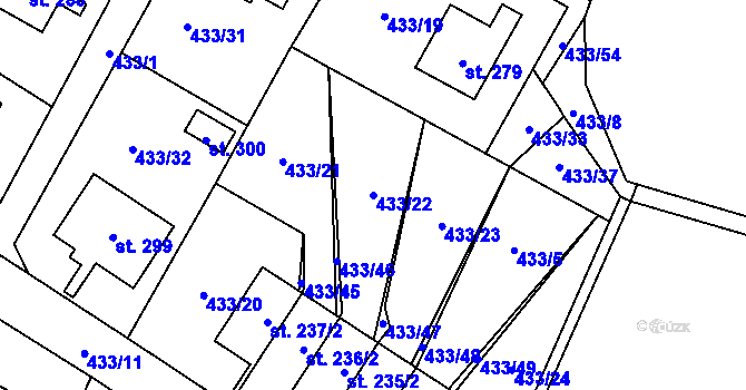 Parcela st. 433/22 v KÚ Libuň, Katastrální mapa