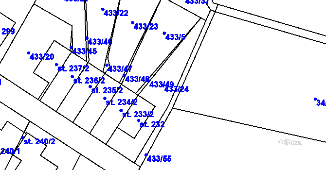 Parcela st. 433/24 v KÚ Libuň, Katastrální mapa