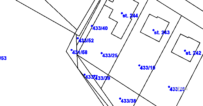 Parcela st. 433/25 v KÚ Libuň, Katastrální mapa