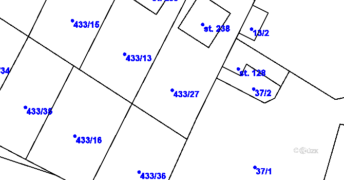 Parcela st. 433/27 v KÚ Libuň, Katastrální mapa