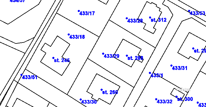 Parcela st. 433/29 v KÚ Libuň, Katastrální mapa
