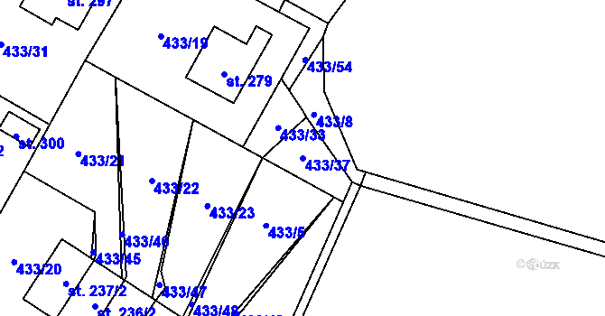 Parcela st. 433/37 v KÚ Libuň, Katastrální mapa