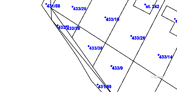 Parcela st. 433/38 v KÚ Libuň, Katastrální mapa