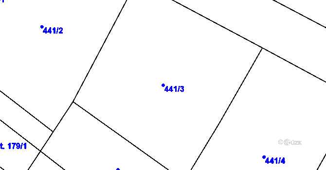 Parcela st. 441/3 v KÚ Libuň, Katastrální mapa