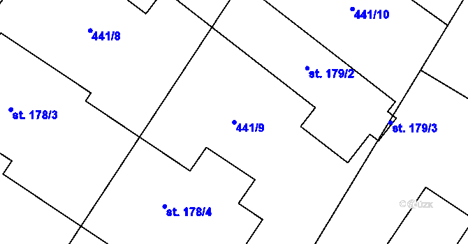 Parcela st. 441/9 v KÚ Libuň, Katastrální mapa