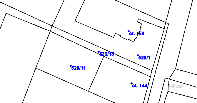 Parcela st. 529/13 v KÚ Libuň, Katastrální mapa