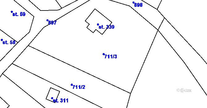 Parcela st. 711/3 v KÚ Libuň, Katastrální mapa