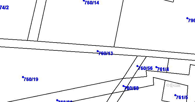 Parcela st. 760/13 v KÚ Libuň, Katastrální mapa