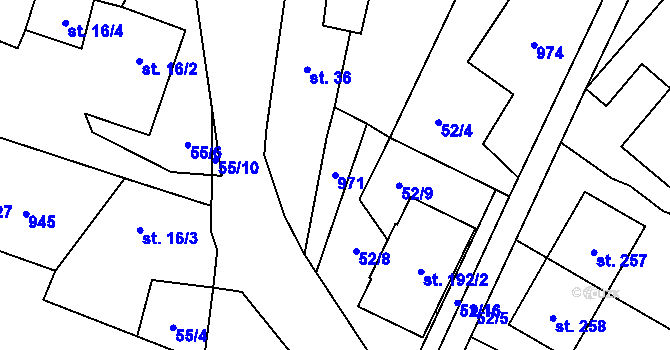 Parcela st. 971 v KÚ Libuň, Katastrální mapa